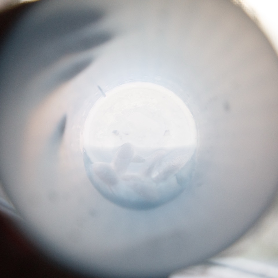 Ice at the bottom of a container, seen from above